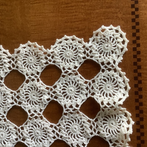 Handmade Crocheted 14” Square Doily - Picture 9 of 10